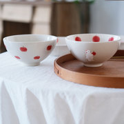 川谷原创白熊吃饭碗家用日式釉下彩碗碟套装，景德镇陶瓷盘子家用