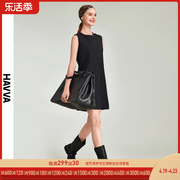 HAVVA2024夏季法式小黑裙女气质短款无袖裙子显瘦a字裙Q2363