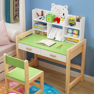 灵巧儿童书桌实木儿童，可升降学习桌柜小学习生写字桌椅套装松木家