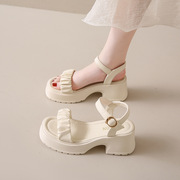 凉鞋2024年女夏季高跟厚底网红法式仙女风罗马配裙子的鞋