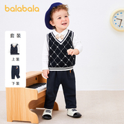 巴拉巴拉男童秋装套装婴儿衣服宝宝三件套周岁礼服2022款式时尚潮