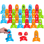 fritzs儿童26个字母益智玩具拼插组装英语教具早教，配对火箭积木