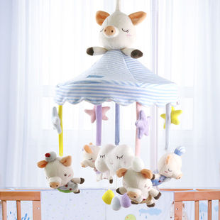 婴儿床铃音乐旋转布艺，安抚玩具新生儿0-1岁床头铃宝宝摇铃挂床新