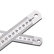 两面钢公英制测量尺双刻度工具尺不锈钢直尺制图钢板尺直钢尺