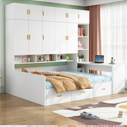 衣柜床一体榻榻米小户型，简约现代儿童床，多功能储物书桌书柜组合床