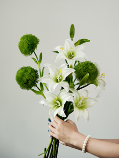 仿真植物百合天鹅绒和卢卡石竹铃兰花假花软装饰品搭配插花素材
