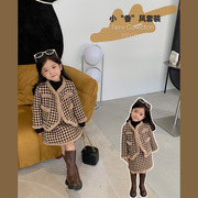 2021韩版秋冬女童两件套小香风套装加厚加棉洋气款套装