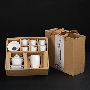 德化白瓷功夫茶具套装家用羊脂玉瓷泡茶盖碗茶壶茶杯陶瓷礼盒logo