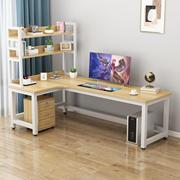 转角电脑桌书架组合一体简约家用卧室写字桌学习桌书桌