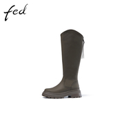 fed长筒靴冬季靴子显瘦小个子皮靴骑士靴粗跟长靴1028-ZCA530