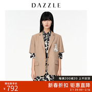 DAZZLE地素奥莱 精纺羊毛刺绣显瘦通勤小西装外套女2D3F5101L