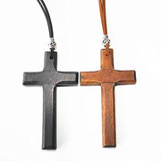 手工雕刻木质十字架项链长款复古文艺范时尚男女士吊坠毛衣链