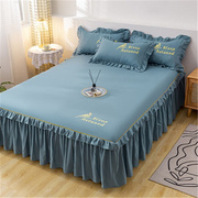 床裙式床罩单件防尘保护套1.5m1.8米，2床笠床单，防滑床套罩暖阳绿15