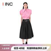 CALVINLUO设计师品牌 IINC 23AW腰带蓬蓬长裙女黑色半身裙