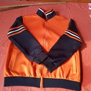 来图校服外套中小学生休闲运动上衣橙色，拼接卫衣初中男女校服