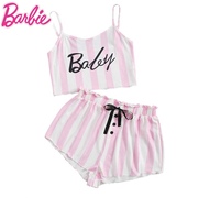 「芭比系列」牛奶丝吊带，短裤少女睡衣，套夏透气纯欲甜美