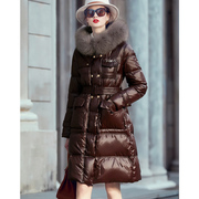 狐狸毛领羽绒服女中长款2023冬季小个子，时尚洋气保暖外套