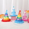 生日派对装饰装饰毛球生日蛋糕帽子宝宝，儿童大人生日，帽10个装粉蓝