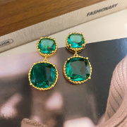 法式复古绿宝石耳环欧美法式风质感高级感独特轻奢精致港风耳饰女