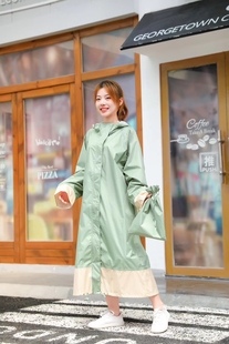 时尚韩版速干学生徒步雨衣，书包位长款拉链，轻薄防暴雨便携户外