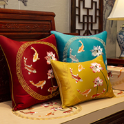 中式刺绣荷花锦鲤抱枕靠枕红木家具沙发坐垫绣花中国风客厅软包