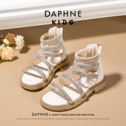 达芙妮女童鞋罗马鞋2024夏季软底儿童鞋，子夏款洋气中大童凉鞋