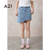 A21女装牛仔高腰A摆短裙夏季2024不对称设计感潮牌休闲A字裙