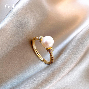 天然珍珠戒指2024尾戒女小指小众设计轻奢高级感食指指环