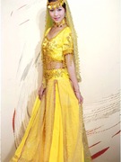 印度肚皮舞舞蹈演出舞台表演少数民族服装黄色印度舞女装