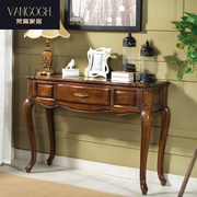 美式玄关桌全实木入户玄关台欧式沙发背几带抽屉半圆装饰柜1.2米