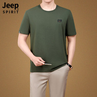 jeep吉普短袖t恤男士，2024夏季宽松圆领体恤，品牌半袖上衣服薄