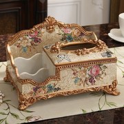 纸巾盒欧式创意奢华抽纸盒时尚复古客厅家居装饰品树脂餐巾盒摆件