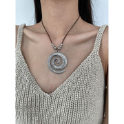 复古波西米亚民族风螺旋符号简约项链个性百搭欧美风皮绳项饰品