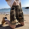 美式hiphop迷彩工装短裤，男女潮牌夏季运动休闲裤，篮球五分裤子格子