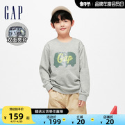 gap男童春季2024logo翻转亮片，圆领卫衣儿童装套头上衣890293