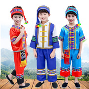 a傣族儿童服装男童少数民族舞蹈，服云南佤族葫芦丝小男孩表演出服