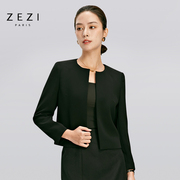zezi小香风外套2024女黑色，短外套气质，上衣小个子春夏修身女装