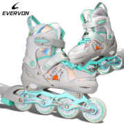轮滑溜冰鞋儿童可调伸缩滑冰鞋男女直排轮八轮全闪EV088升