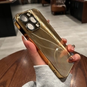 奢华土豪金适用iPhone15手机壳苹果14ProMax钻石纹12高级感13pro电镀por男女pm硅胶软全包防摔套带镜头膜