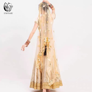 依曼异域风情印度舞服装民族风女写真西域公主网纱刺绣纱丽纱巾