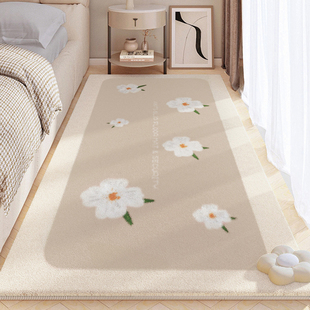 现代简约仿羊绒床边地毯卧室长条床边毯客厅床前地垫床边家用地毯