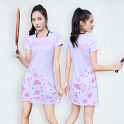 羽毛球服连衣裙短袖女速干运动透气韩国网球乒乓定制团购大码套装