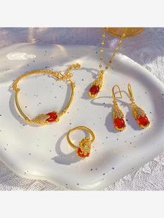 新中式招财貔貅四件套项链戒指耳钉，手链女小众高级感饰品网红首饰