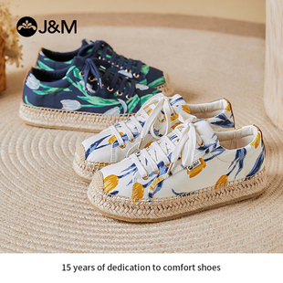 jm快乐玛丽2024麻底帆布鞋，系带百搭休闲单鞋，低帮圆头平底板鞋
