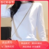 2024春季白色t恤女长袖，纯色圆领大码纯棉，修身显瘦加厚加绒打底衫