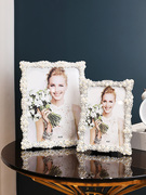 创意珍珠相框摆台6寸7寸8寸10寸写真婚纱，儿童结婚照相册摆件框架