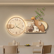 大象餐厅装饰画挂钟侘寂风，立体饭厅高级感钟表壁画灯餐边柜厨房画