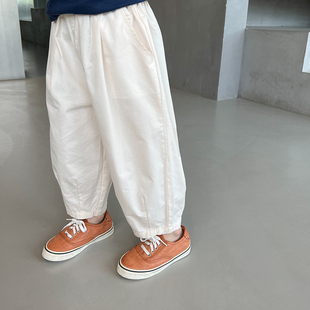 虾酱麻麻男童裤子，夏季薄款2024宝宝直筒长裤，白色儿童装休闲裤