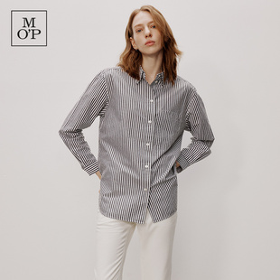 marco'polomop品牌经典，系列纯棉条纹，宽松梨形长袖衬衫女士