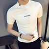 夏季个性时尚修身短袖男T恤韩版紧身半高领打底衫t血桖潮半袖